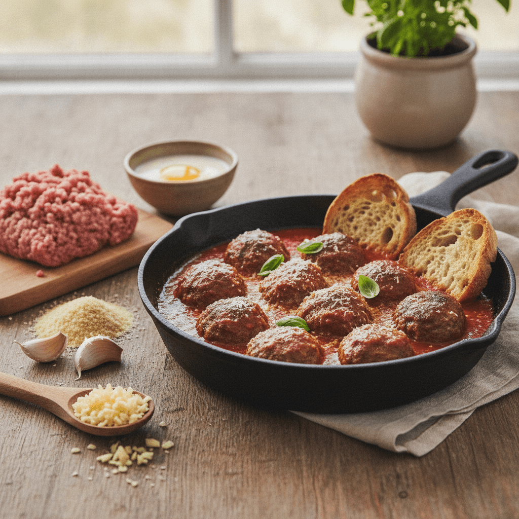 Albóndigas de cerdo jugosas en salsa de tomate